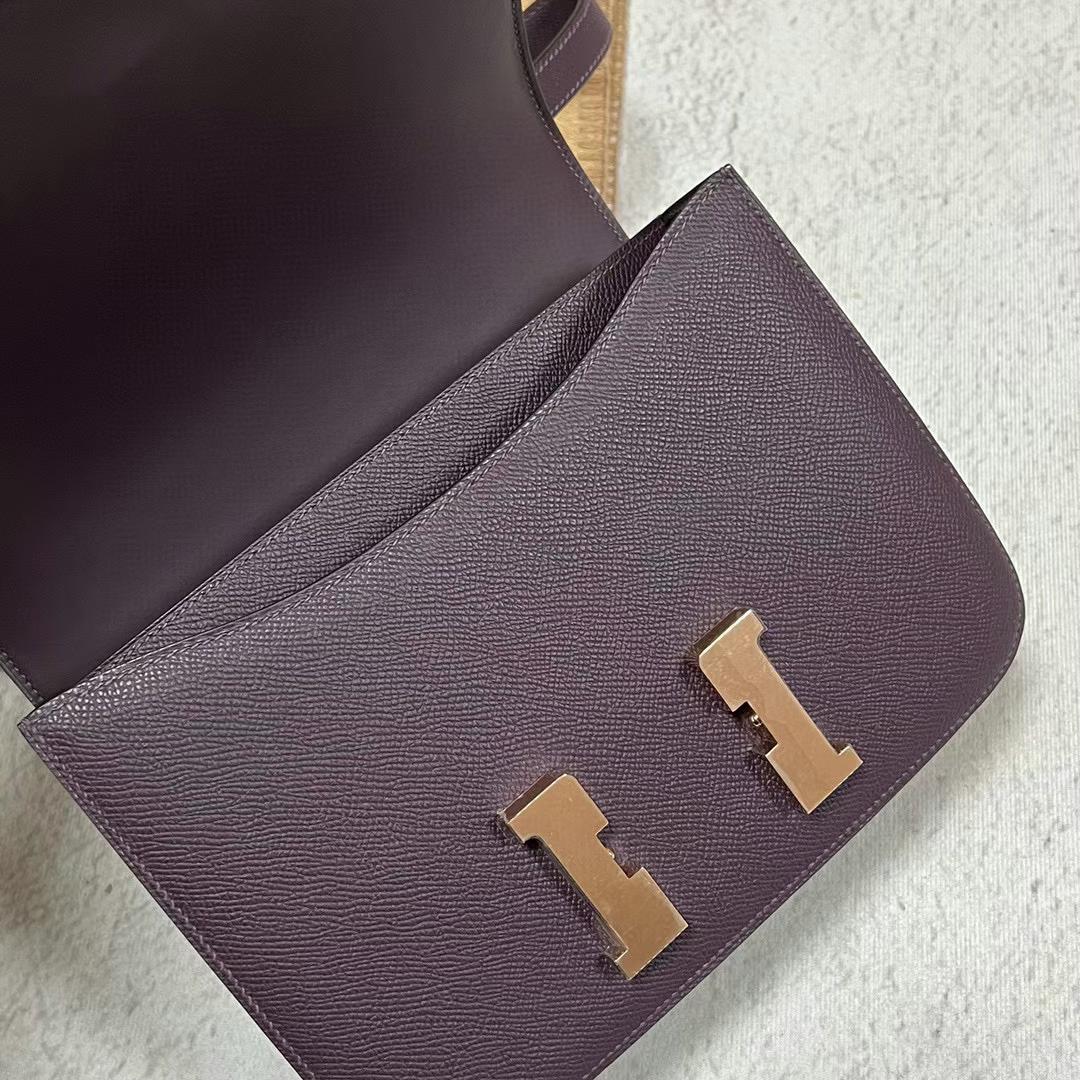 Hermès（爱马仕）Constance 康斯坦斯 Epsom Ck59 葡萄紫 玫瑰金扣 24cm