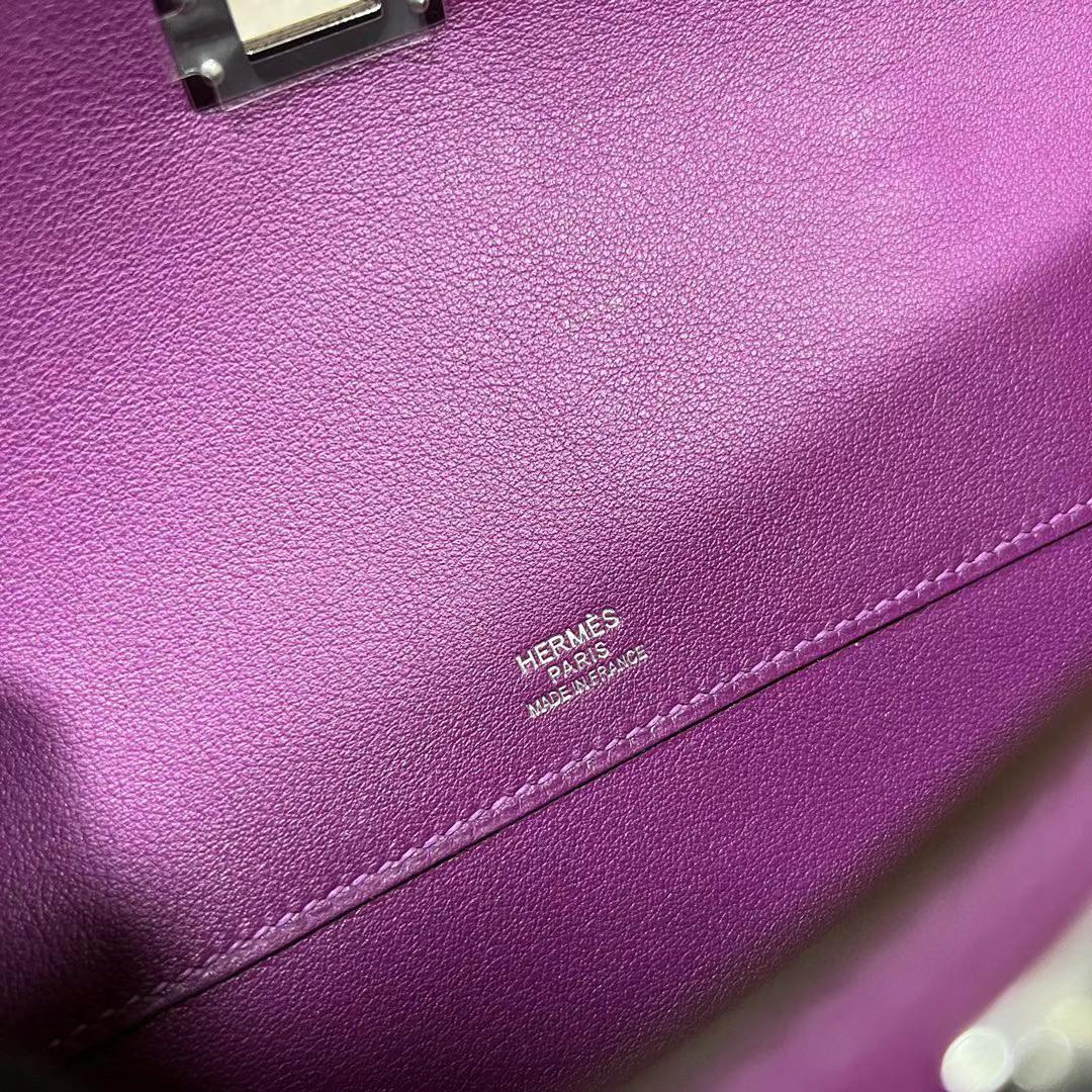 Hermès（爱马仕）Kelly cut Swift P9 海葵紫 银扣 全手工蜡线缝制 phw 31cm