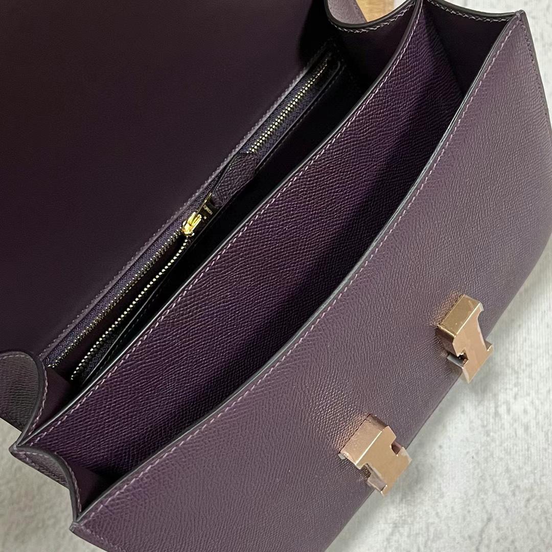 Hermès（爱马仕）Constance 康斯坦斯 Epsom Ck59 葡萄紫 玫瑰金扣 24cm