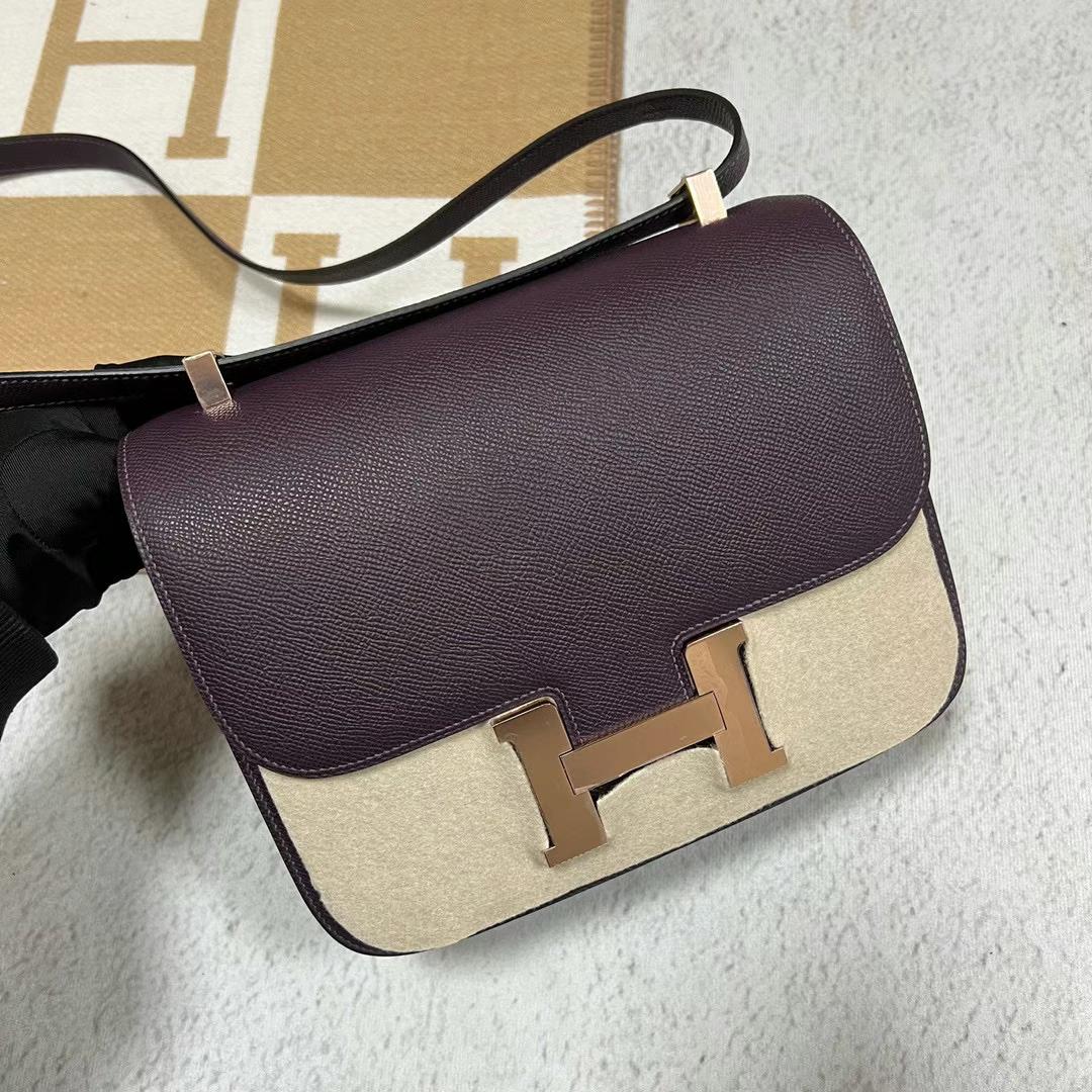 Hermès（爱马仕）Constance 康斯坦斯 Epsom Ck59 葡萄紫 玫瑰金扣 24cm