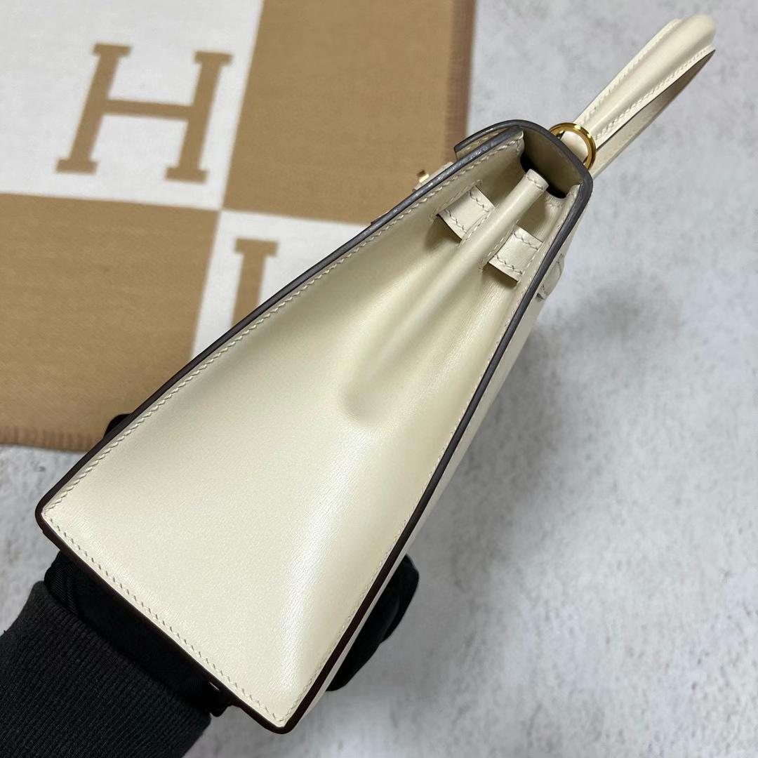 Hermès（爱马仕）Kelly 凯莉包 Boxcalf i2 奶油白 金扣 25cm