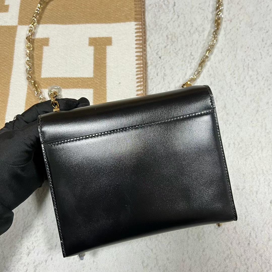 Hermès（爱马仕）Verrou 机枪包 Boxcalf Ck89 黑色 金扣 17.5cm