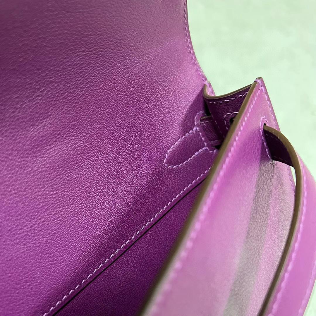 Hermès（爱马仕）Kelly cut Swift P9 海葵紫 银扣 全手工蜡线缝制 phw 31cm