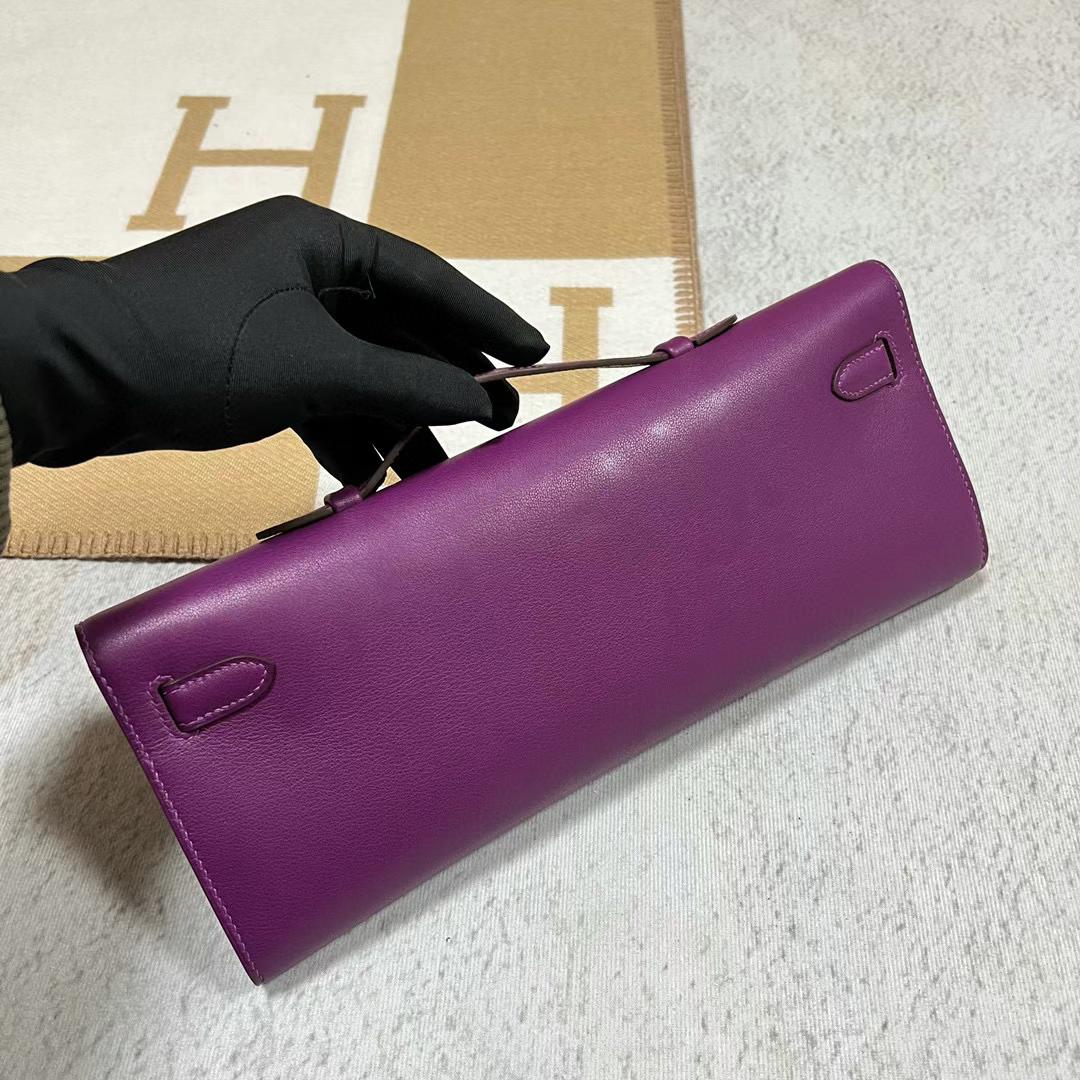 Hermès（爱马仕）Kelly cut Swift P9 海葵紫 银扣 全手工蜡线缝制 phw 31cm