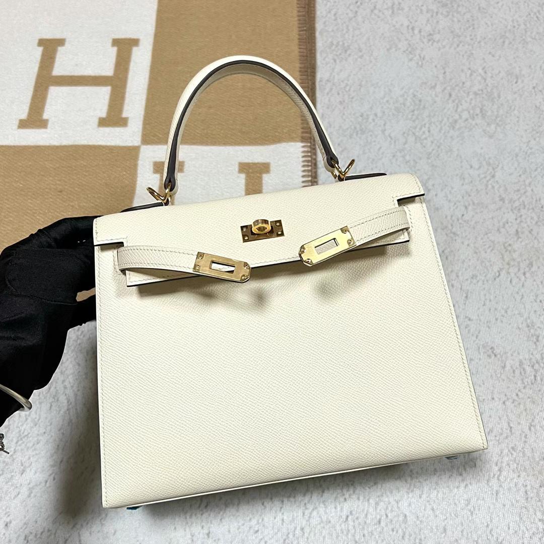 Hermès（爱马仕）Kelly 凯莉包 Epsom i2 奶油白 金扣 25cm