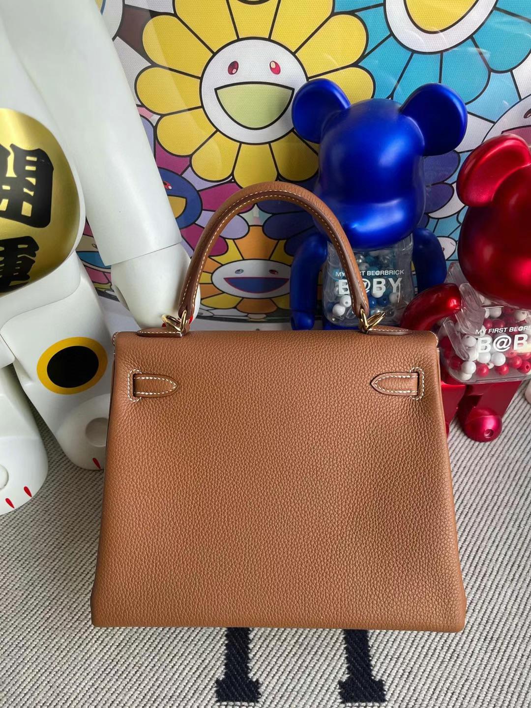 Hermès（爱马仕）Kelly 凯莉包 Togo Ck37 金棕色 Ghw 顶级工艺 全手工缝制 金扣 25cm