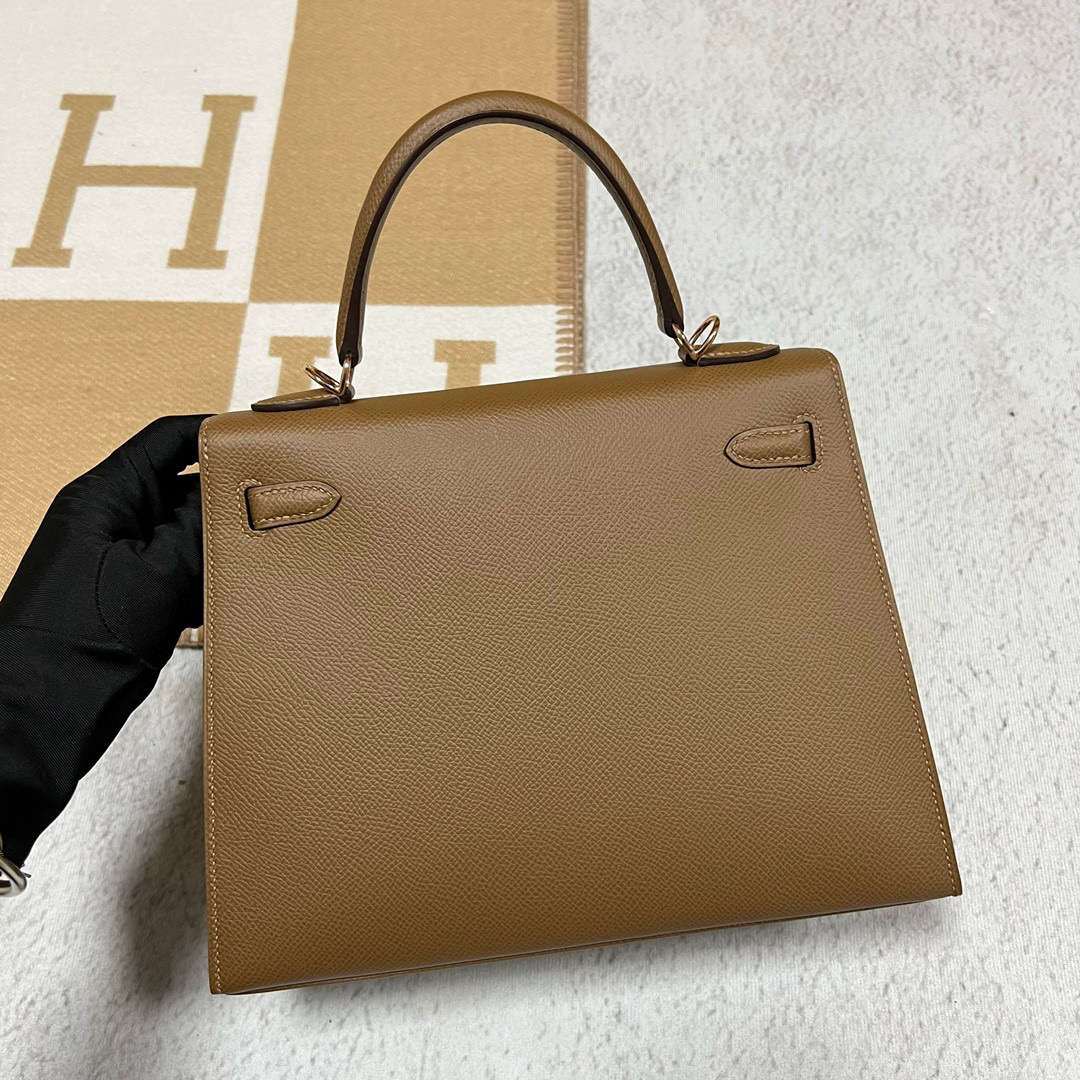 Hermès（爱马仕）Kelly 凯莉包 Epsom 3G 栗子色 玫瑰金扣 25cm