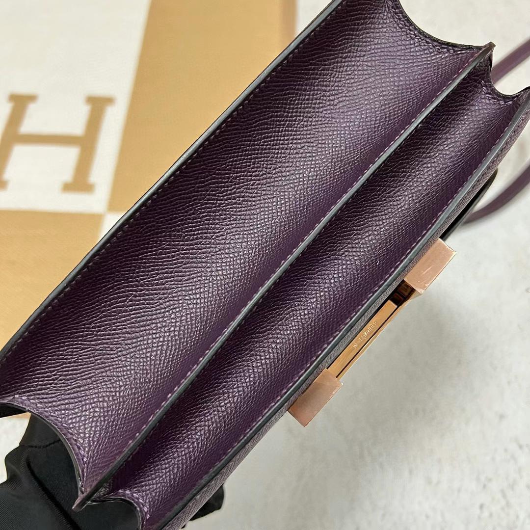 Hermès（爱马仕）Constance 康斯坦斯 Epsom Ck59 葡萄紫 玫瑰金扣 24cm