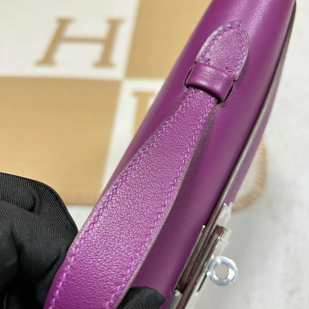 Hermès（爱马仕）Kelly cut Swift P9 海葵紫 银扣 全手工蜡线缝制 phw 31cm