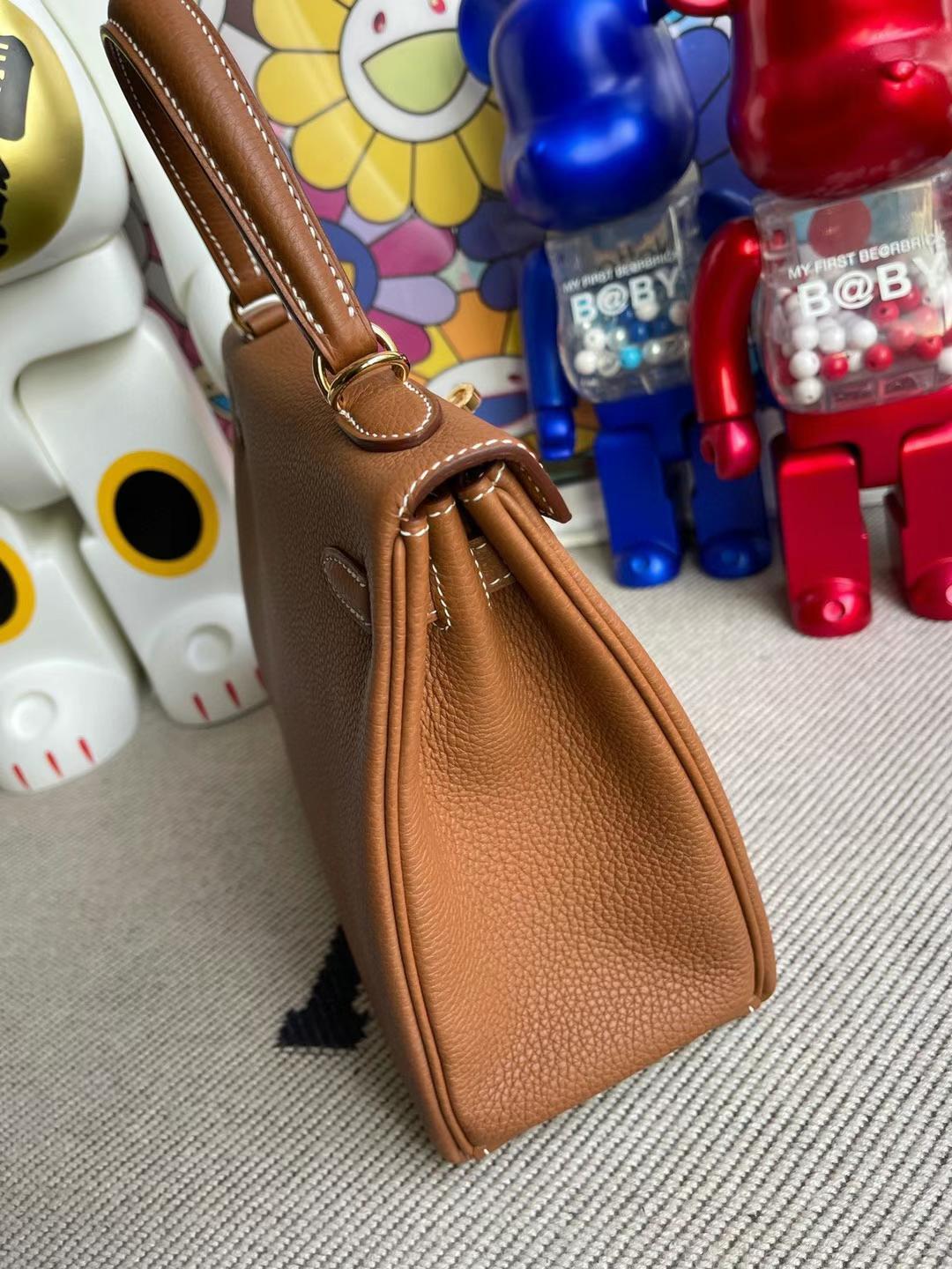 Hermès（爱马仕）Kelly 凯莉包 Togo Ck37 金棕色 Ghw 顶级工艺 全手工缝制 金扣 25cm