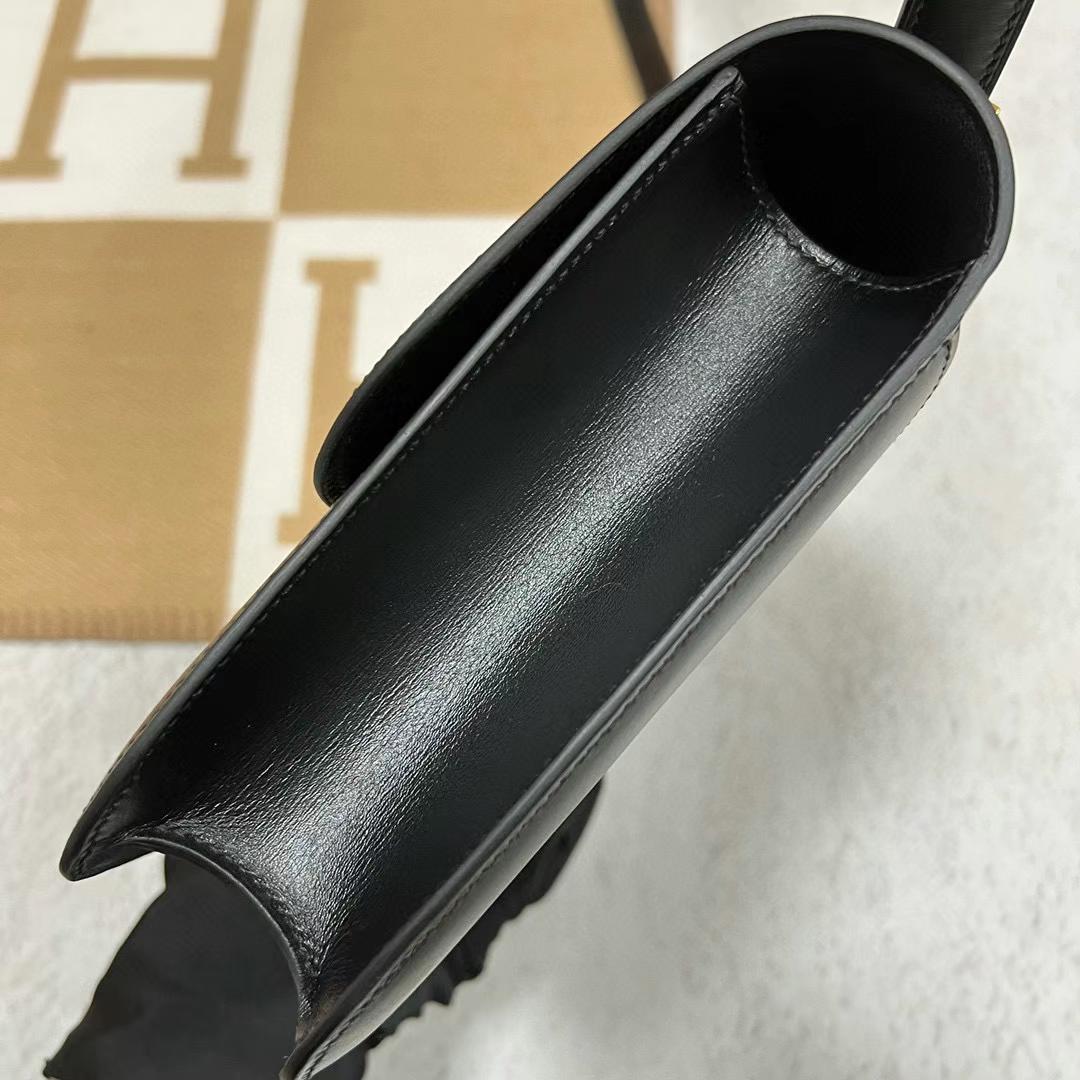 Hermès（爱马仕）Constance 康斯坦斯 新款单层镜子款 Boxcalf Ck89 黑色 金扣 24cm