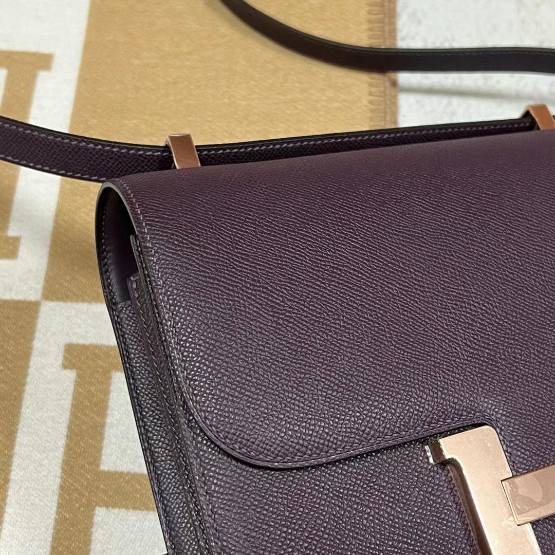 Hermès（爱马仕）Constance 康斯坦斯 Epsom Ck59 葡萄紫 玫瑰金扣 24cm
