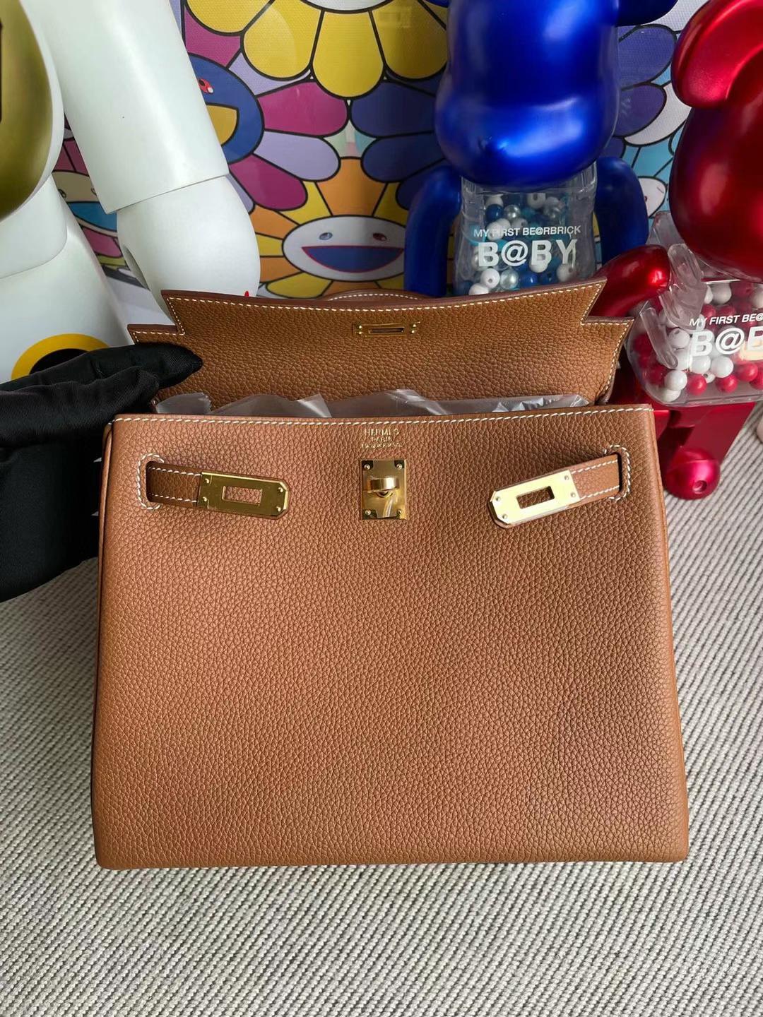 Hermès（爱马仕）Kelly 凯莉包 Togo Ck37 金棕色 Ghw 顶级工艺 全手工缝制 金扣 25cm