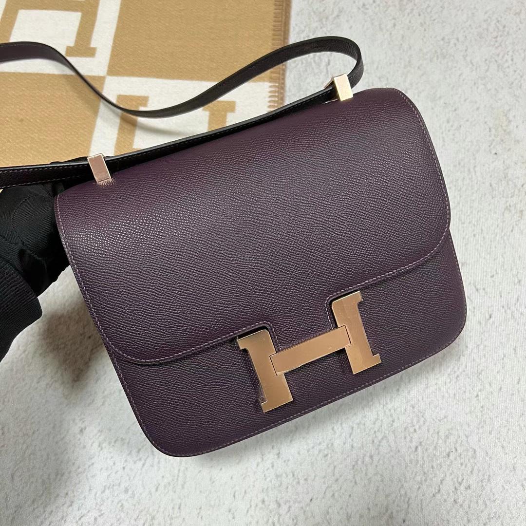 Hermès（爱马仕）Constance 康斯坦斯 Epsom Ck59 葡萄紫 玫瑰金扣 24cm