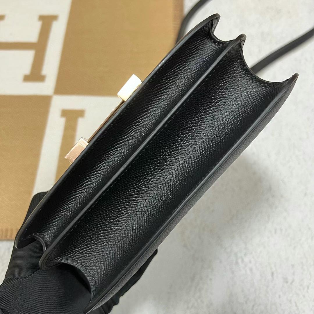 Hermès（爱马仕）Constance 康斯坦斯 Epsom Ck89 黑色 玫瑰金扣 19cm