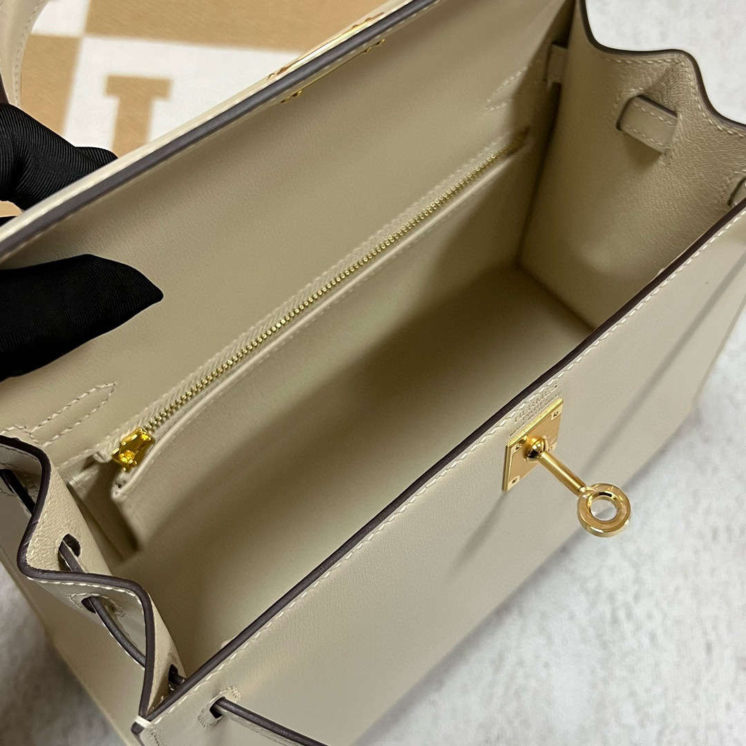 Hermès（爱马仕）Kelly 凯莉包 Boxcalf i2 奶油白 金扣 25cm
