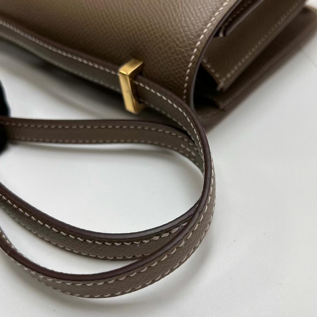 Hermès（爱马仕）Constance 空姐包 Epsom Ck18 大象灰 金扣 19cm 全手工蜡线缝制 Ghw