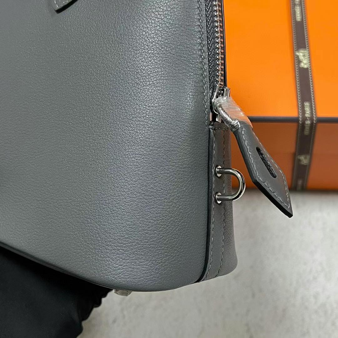 Hermès（爱马仕）Bolide 保龄球包 Evercolor 8F 锡器灰 银扣 25cm 全手工蜡线缝制 Phw Stock