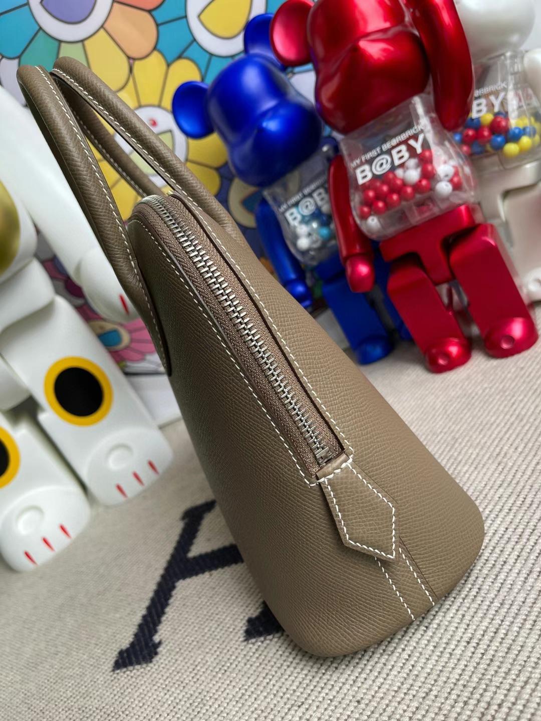 Hermès（爱马仕）Bolide 保龄球包 Epsom Ck18 大象灰 银扣 25cm 全手工蜡线缝制 Phw Stock