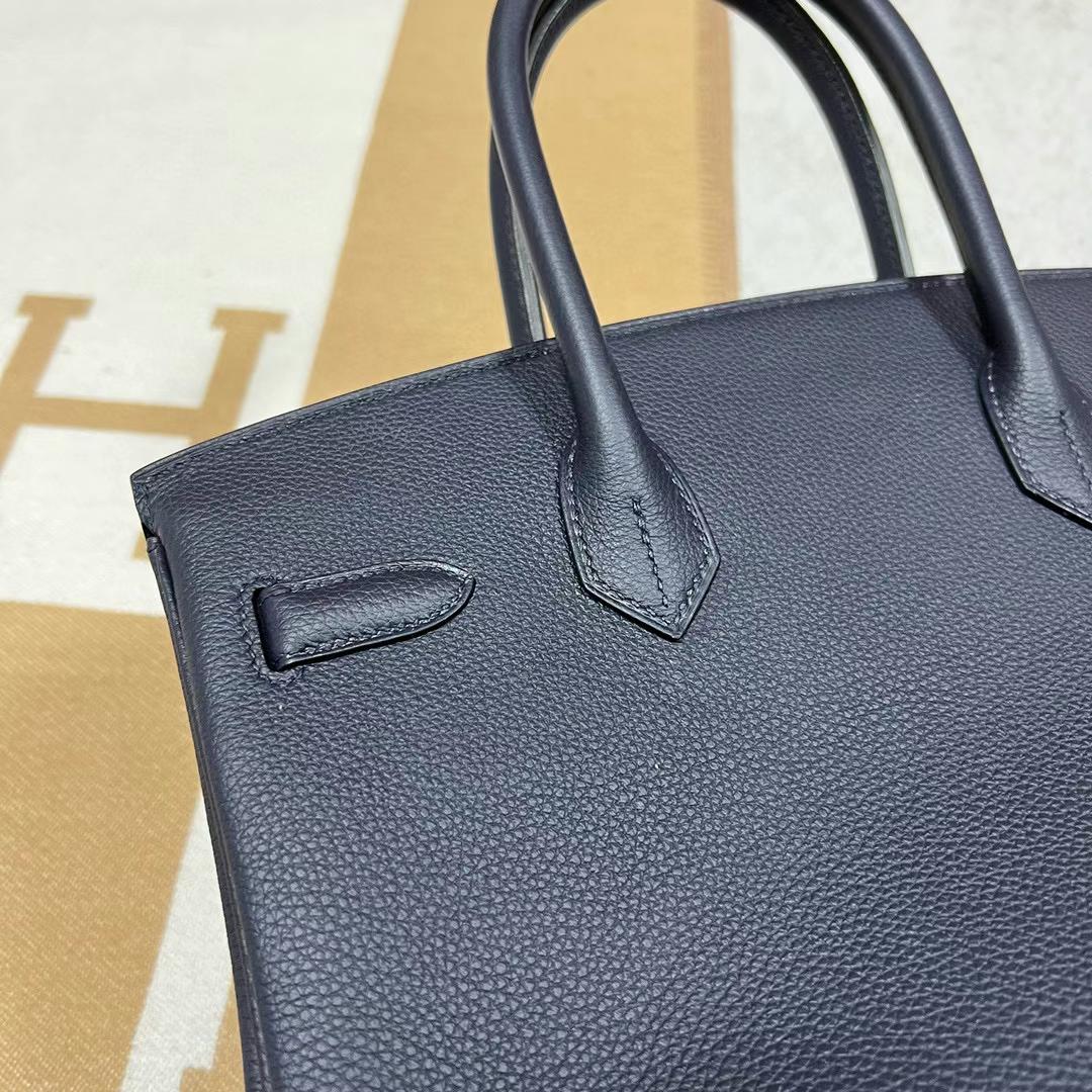 Hermès（爱马仕）Birkin 铂金包 Togo皮 2z 午夜蓝 全手工蜡线缝制 银扣 30cm