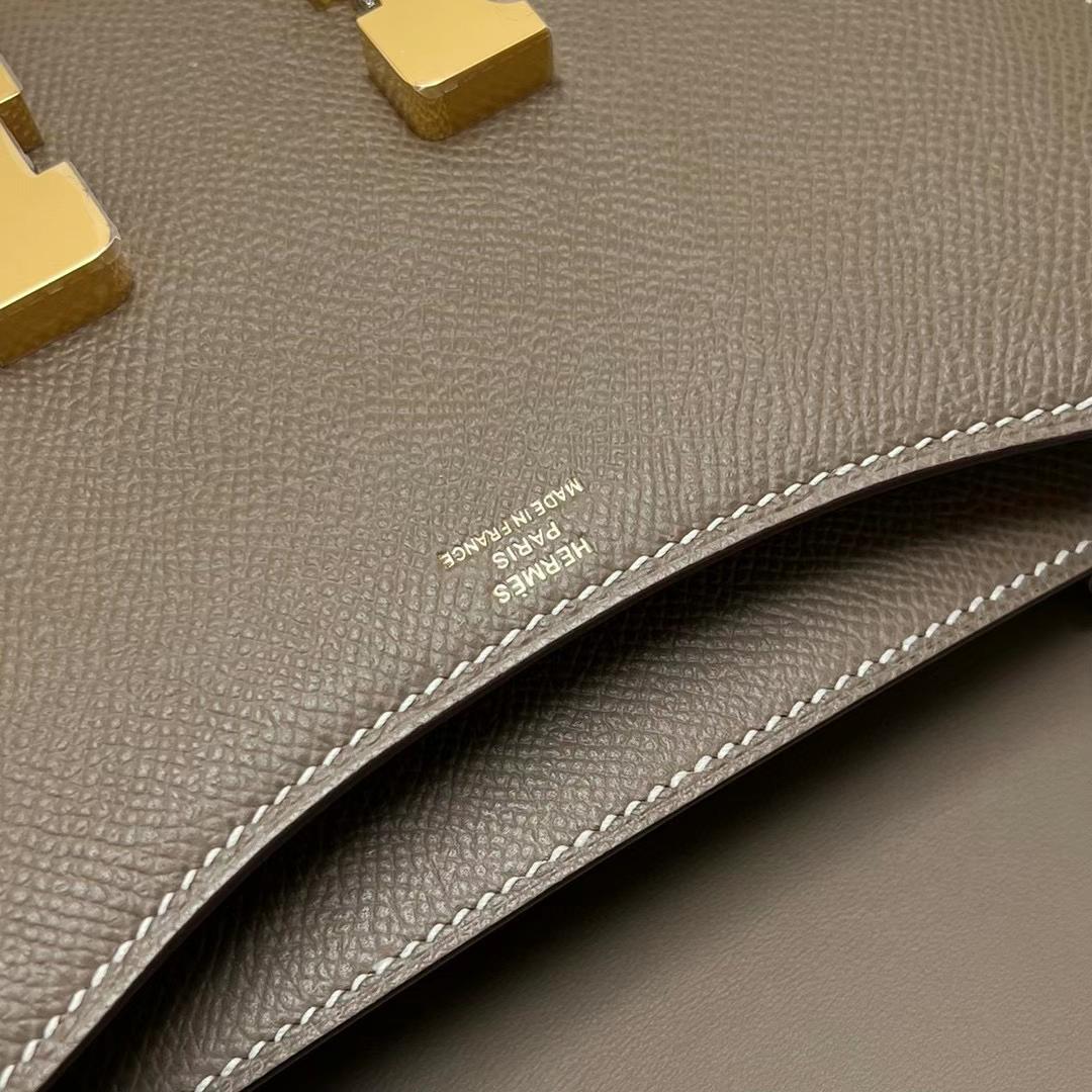 Hermès（爱马仕）Constance 空姐包 Epsom Ck18 大象灰 金扣 19cm 全手工蜡线缝制 Ghw