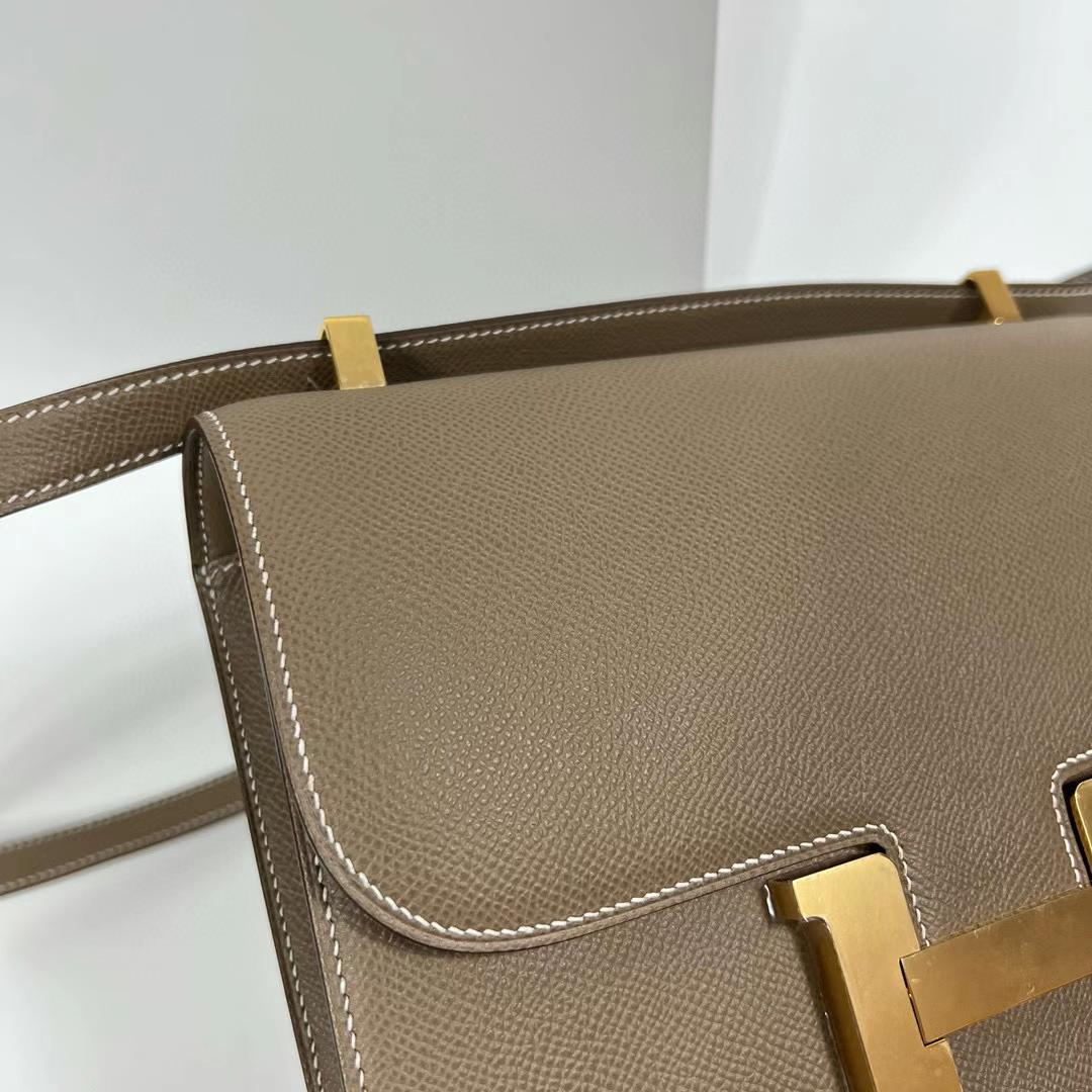 Hermès（爱马仕）Constance 24-1 单层镜子款 Epsom Ck18 大象灰 全手工蜡线缝制 金扣 24cm