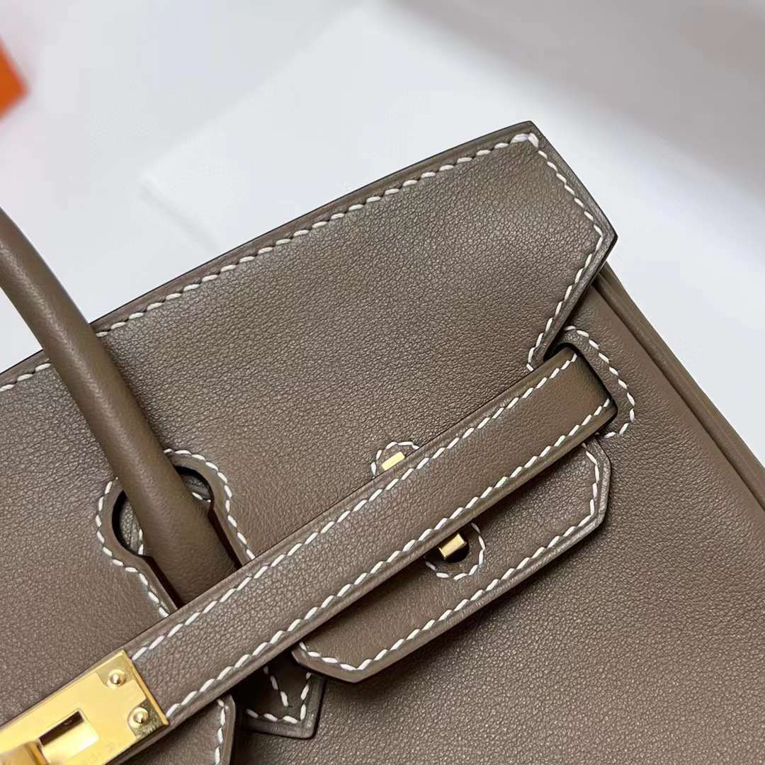 Hermès（爱马仕）Birkin 铂金包 Swift Ck18 大象灰 金扣 25cm 全手工蜡线缝制 Ghw