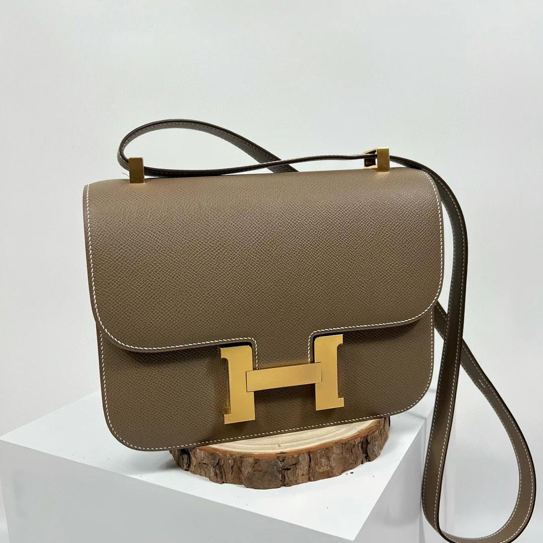 Hermès（爱马仕）Constance 24-1 单层镜子款 Epsom Ck18 大象灰 全手工蜡线缝制 金扣 24cm