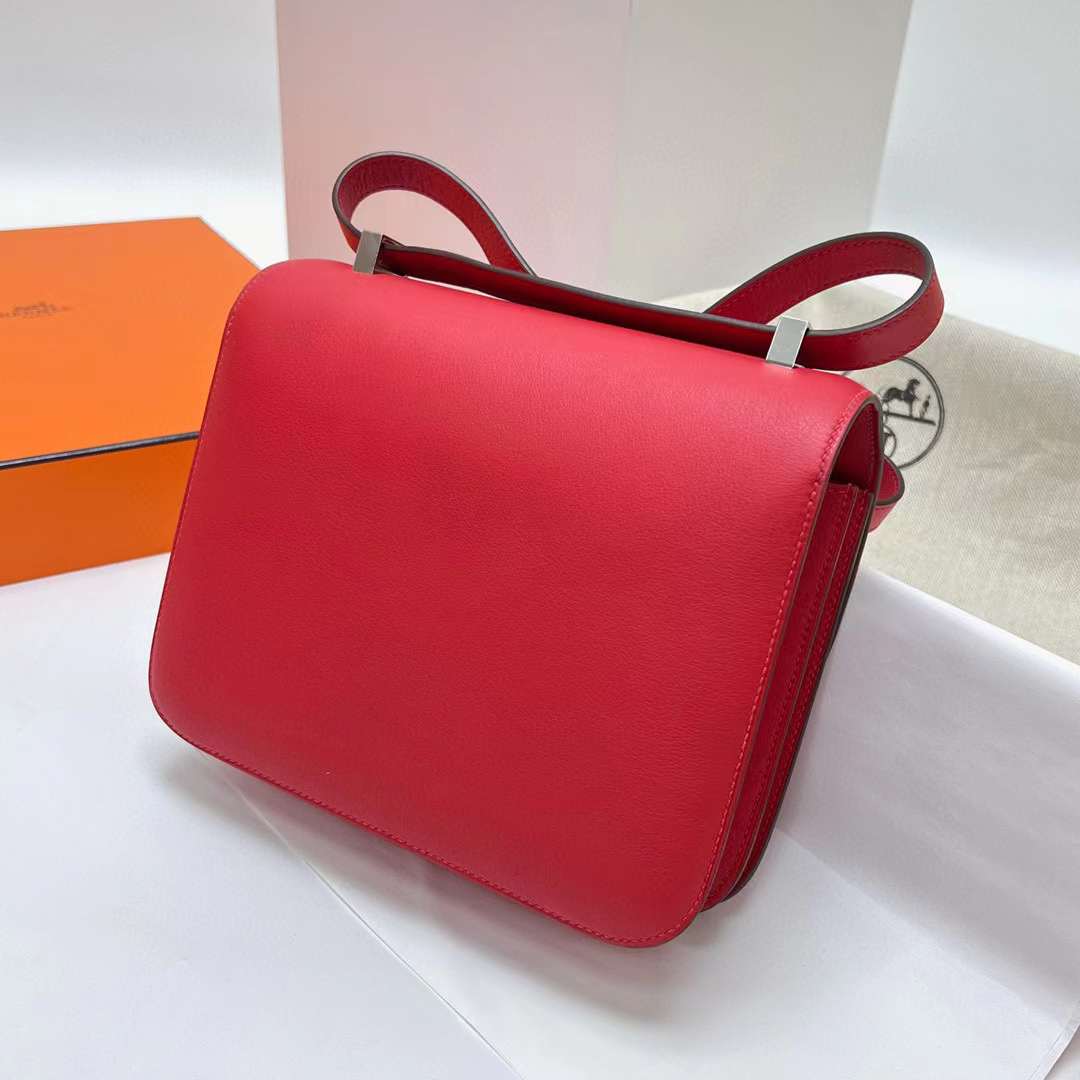 Hermès（爱马仕）Constance 空姐包 Swift S5 番茄红 银扣 24cm 全手工蜡线缝制 Phw