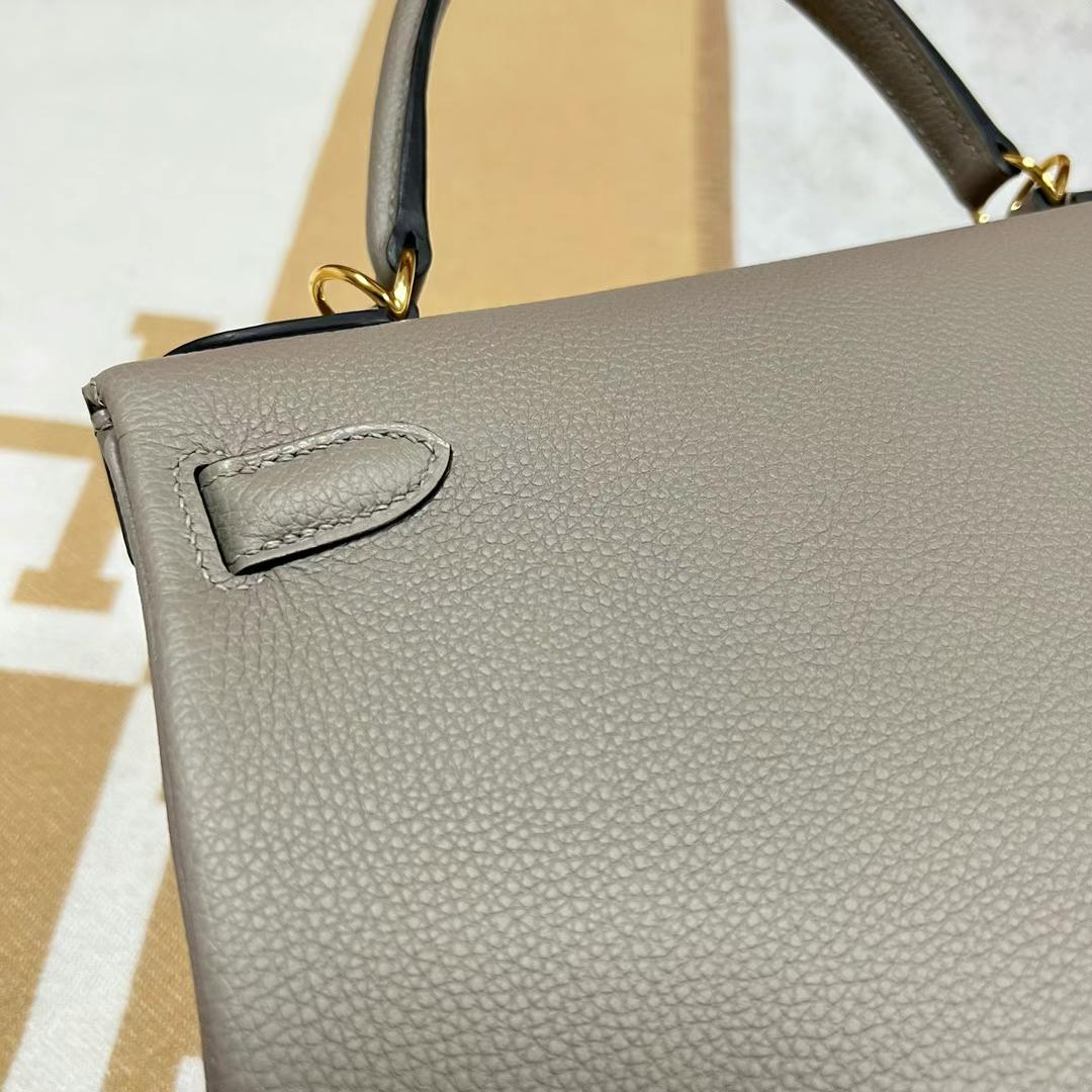 Hermès（爱马仕）Kelly 凯莉包 Togo皮 M8 沥青灰 全手工蜡线缝制 Ghw 金扣 28cm