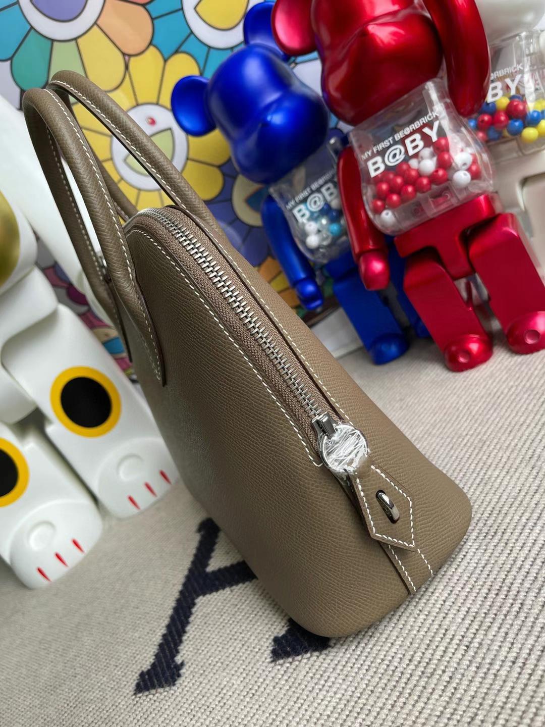 Hermès（爱马仕）Bolide 保龄球包 Epsom Ck18 大象灰 银扣 25cm 全手工蜡线缝制 Phw Stock