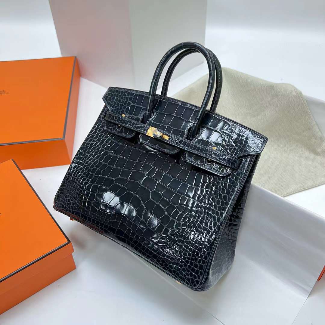 Hermès（爱马仕）Birkin 铂金包 亮面美洲鳄鱼 shiny alligator crocodile（御用原装进口Hcp鳄鱼）ck76 深海蓝 金扣 25cm 全手工蜡线缝制 Phw