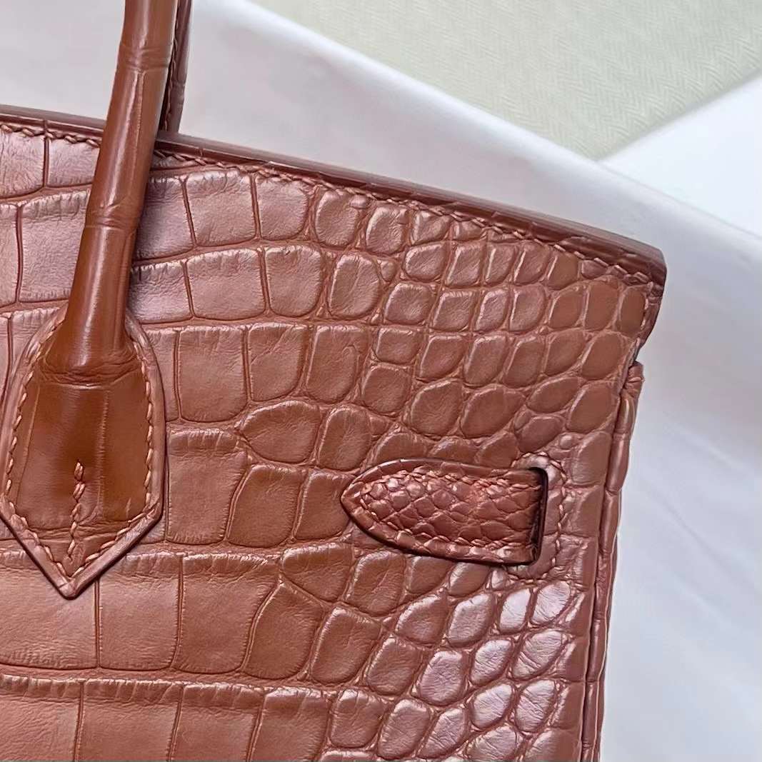 Hermès（爱马仕）Birkin 铂金包 雾面美洲鳄鱼 matte alligator crocodile（御用原装进口Hcp鳄鱼）Ck37 金棕色 金扣 25cm 全手工缝制 ghw