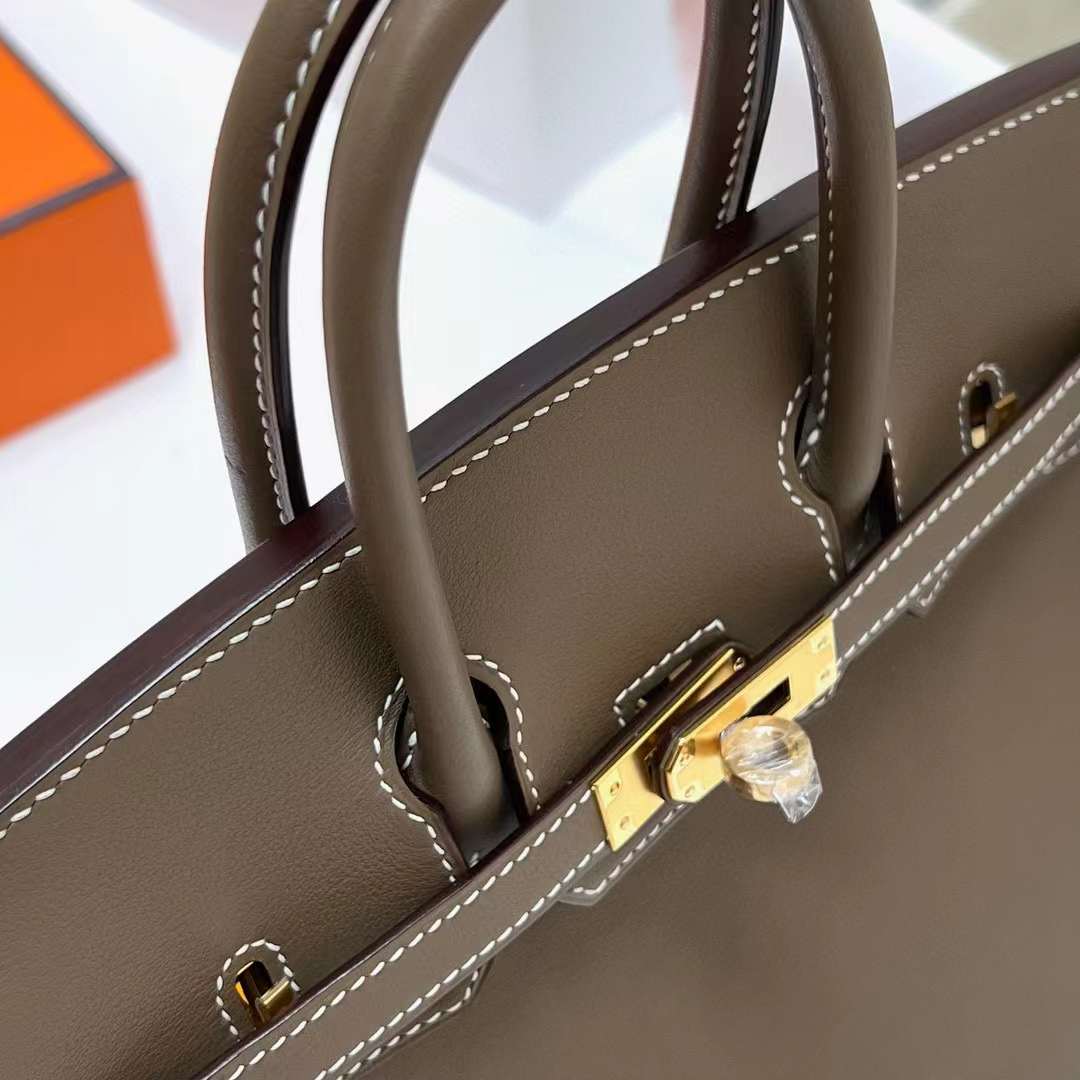 Hermès（爱马仕）Birkin 铂金包 Swift Ck18 大象灰 金扣 25cm 全手工蜡线缝制 Ghw