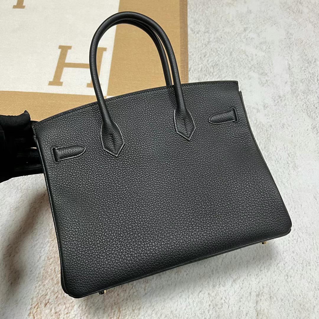Hermès（爱马仕）Birkin 铂金包 Togo皮 Ck89 黑色 全手工蜡线缝制 Ghw Stock 金扣 30cm
