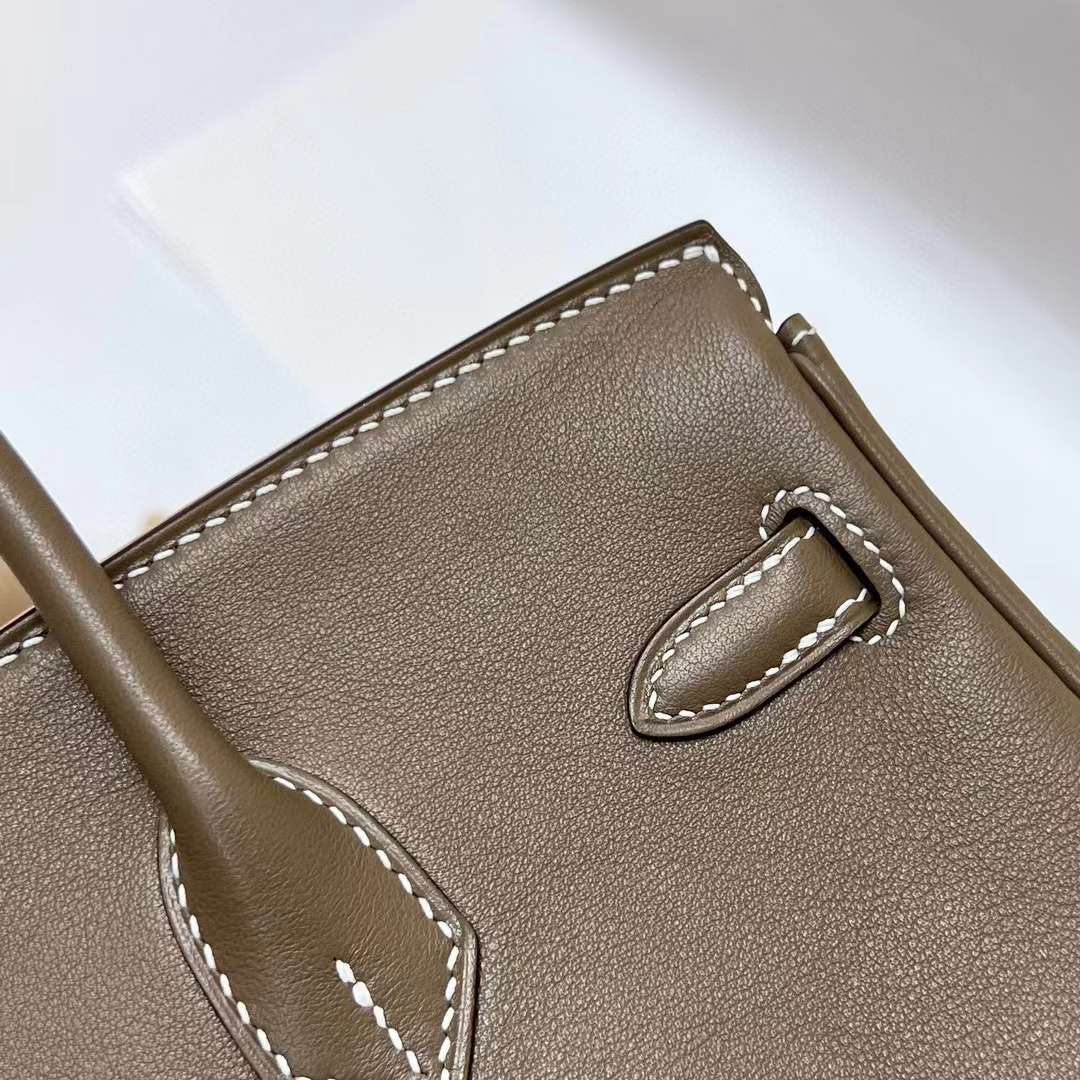 Hermès（爱马仕）Birkin 铂金包 Swift Ck18 大象灰 金扣 25cm 全手工蜡线缝制 Ghw