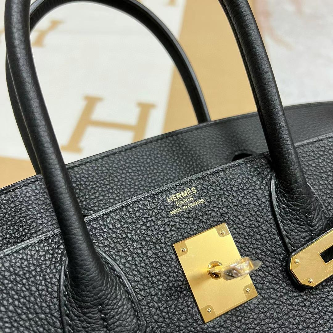 Hermès（爱马仕）Birkin 铂金包 Togo皮 Ck89 黑色 全手工蜡线缝制 Ghw Stock 金扣 30cm