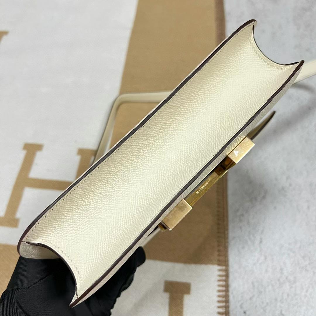 Hermès（爱马仕）Constance 24-1 单层镜子款 Epsom i2 奶油白 全手工蜡线缝制 金扣 24cm