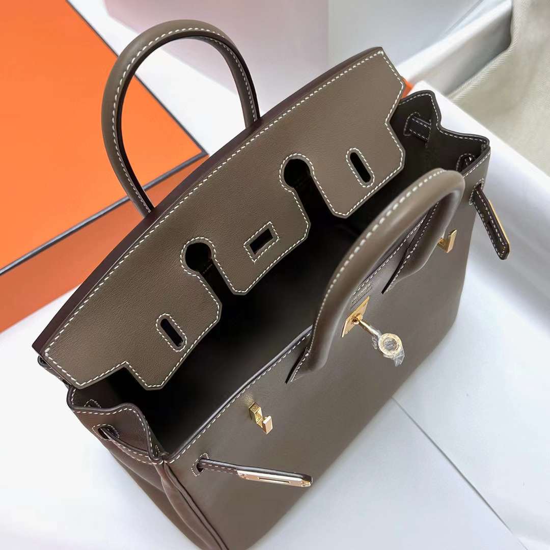 Hermès（爱马仕）Birkin 铂金包 Swift Ck18 大象灰 金扣 25cm 全手工蜡线缝制 Ghw