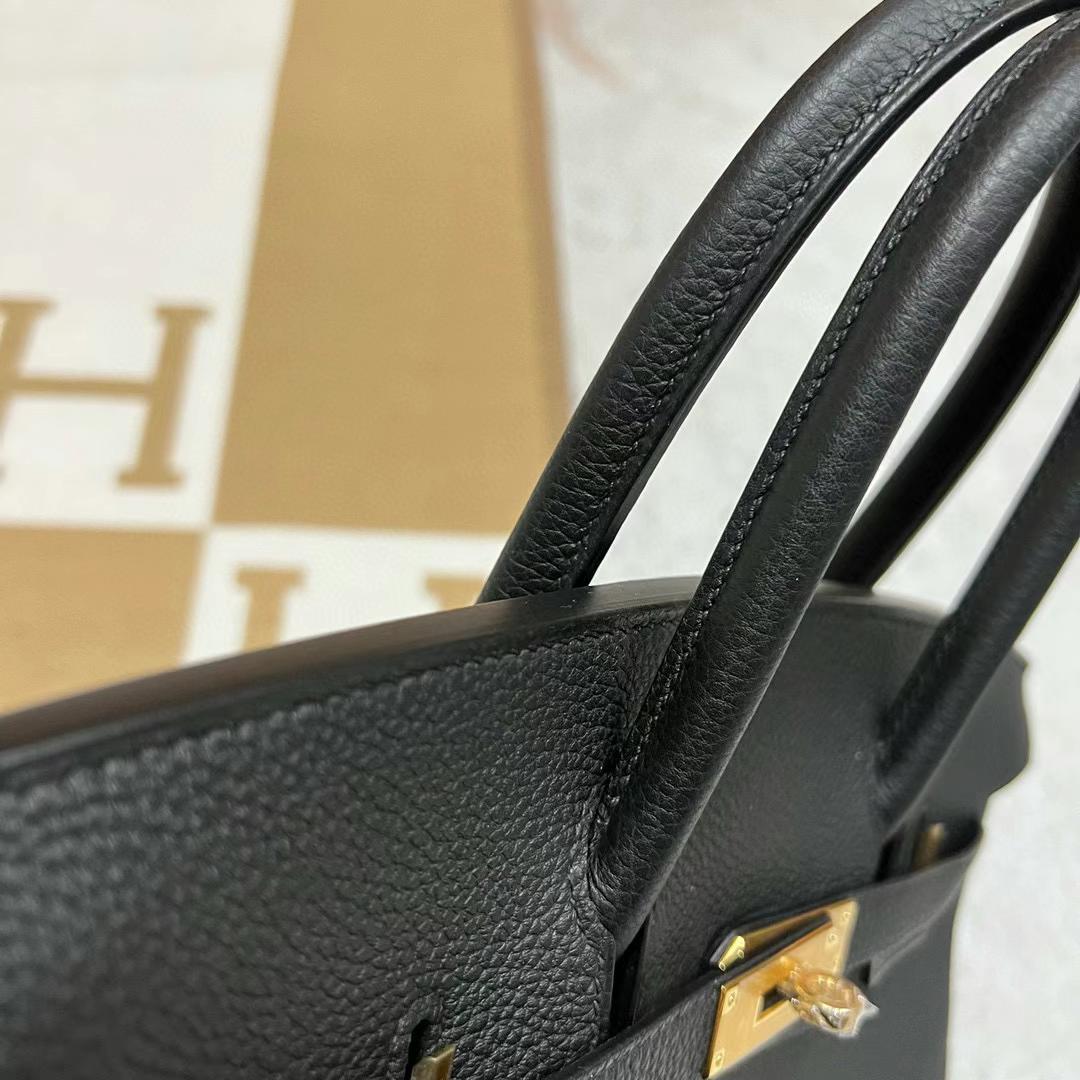 Hermès（爱马仕）Birkin 铂金包 Togo皮 Ck89 黑色 全手工蜡线缝制 Ghw Stock 金扣 30cm