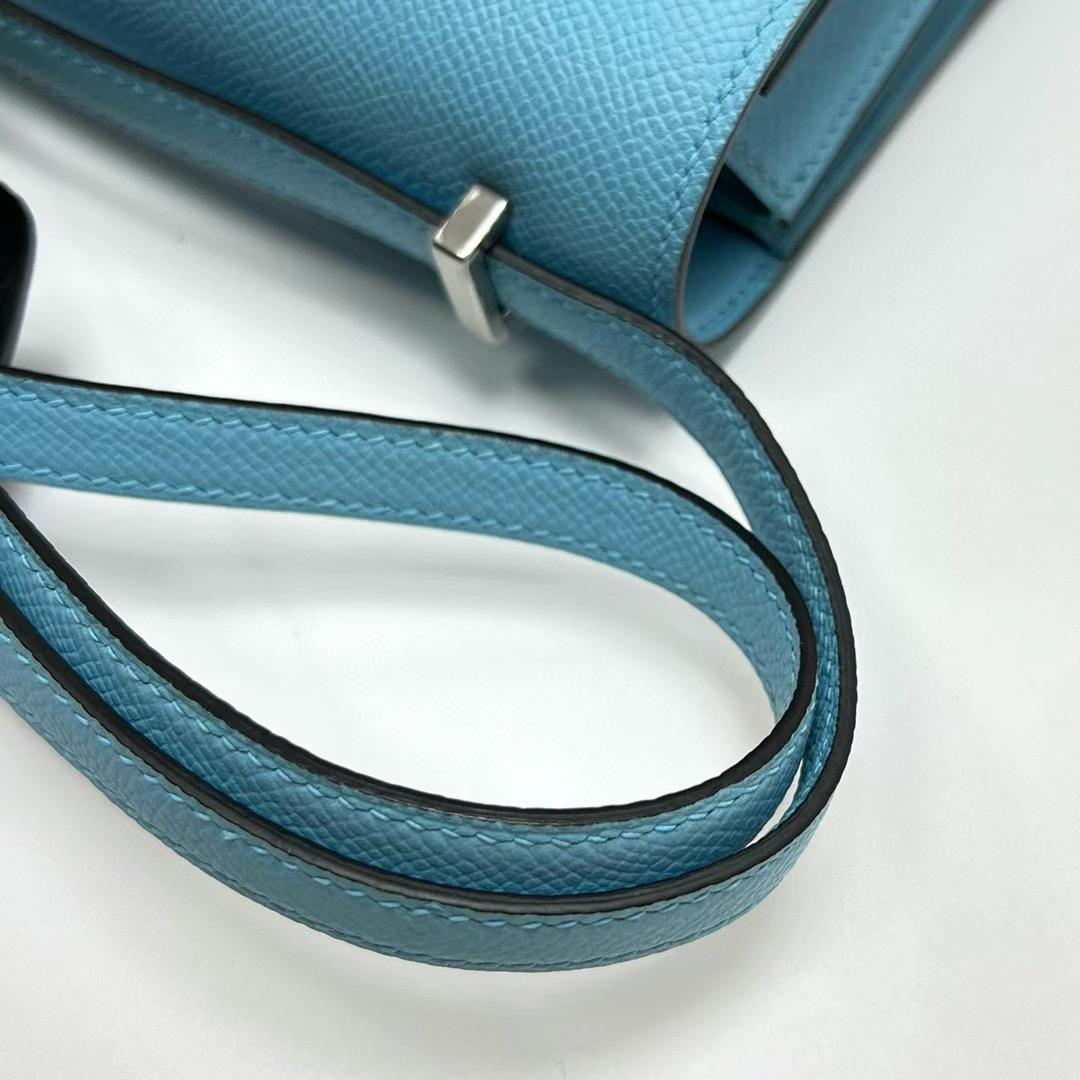 Hermès（爱马仕）Constance 空姐包 Epsom 7N 糖果蓝 银扣 19cm 全手工蜡线缝制 Phw