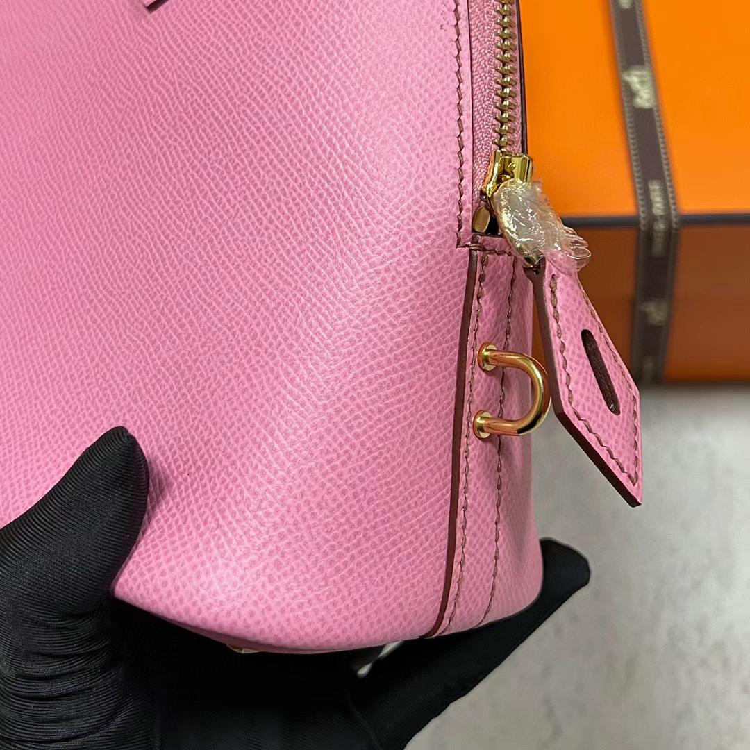 Hermès（爱马仕）Bolide 保龄球包 Epsom 5P 樱花粉 金扣 25cm 全手工蜡线缝制 Ghw Stock