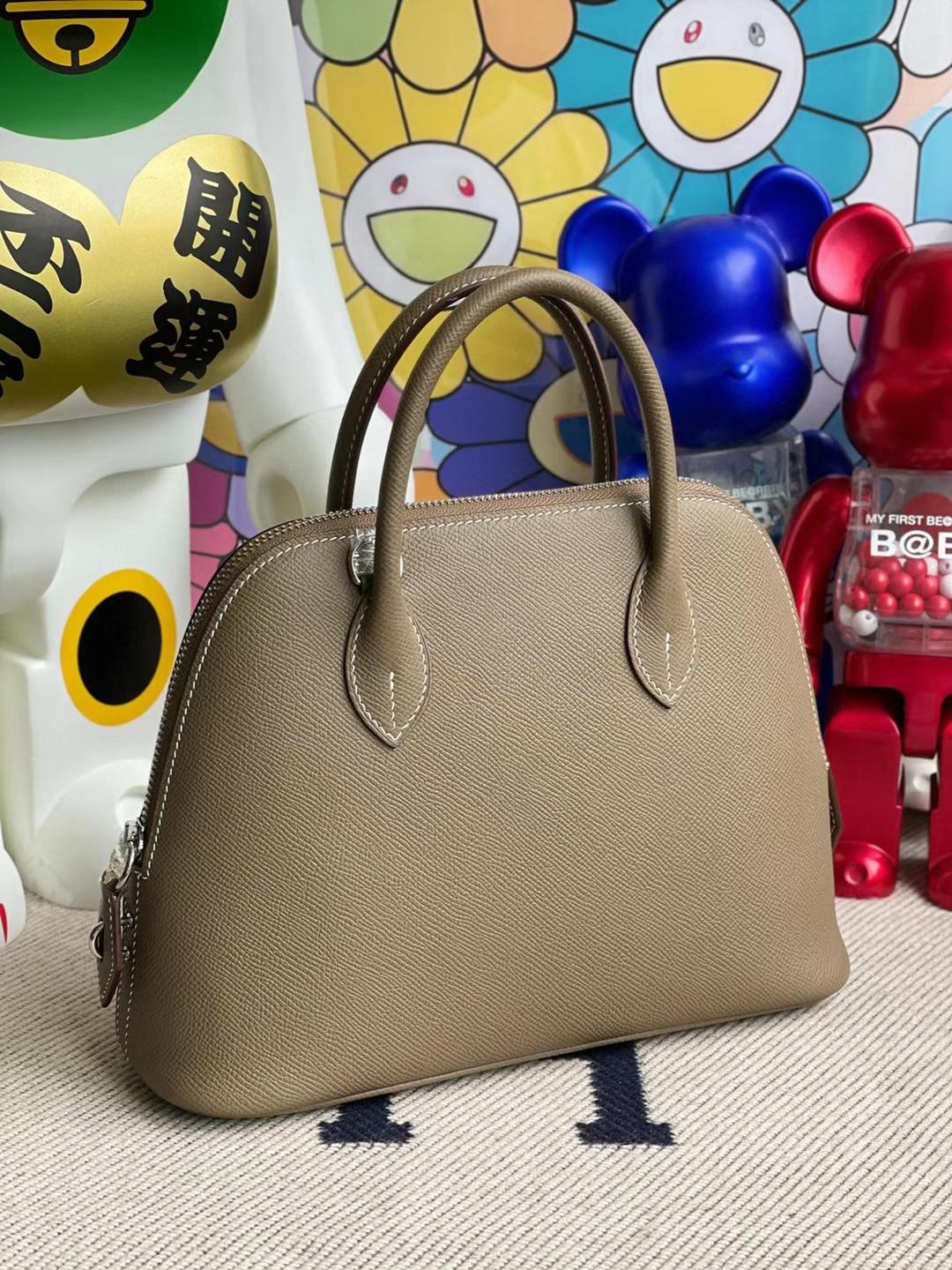 Hermès（爱马仕）Bolide 保龄球包 Epsom Ck18 大象灰 银扣 25cm 全手工蜡线缝制 Phw Stock