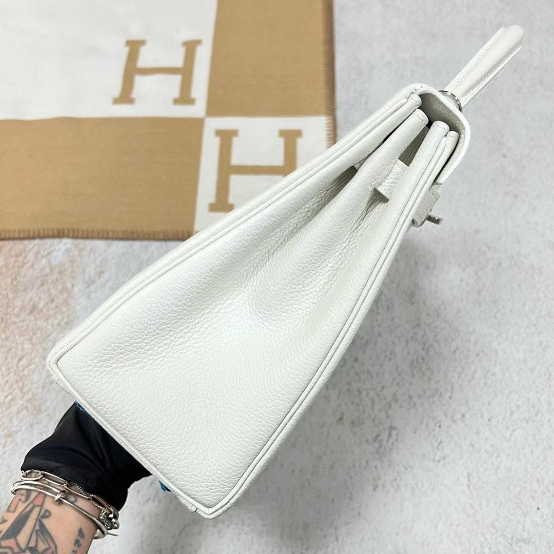 Hermès（爱马仕）Kelly 凯莉包 Togo皮 01 纯白 银扣 32cm