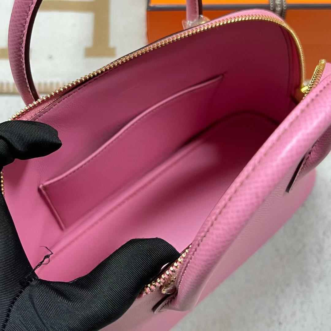 Hermès（爱马仕）Bolide 保龄球包 Epsom 5P 樱花粉 金扣 25cm 全手工蜡线缝制 Ghw Stock