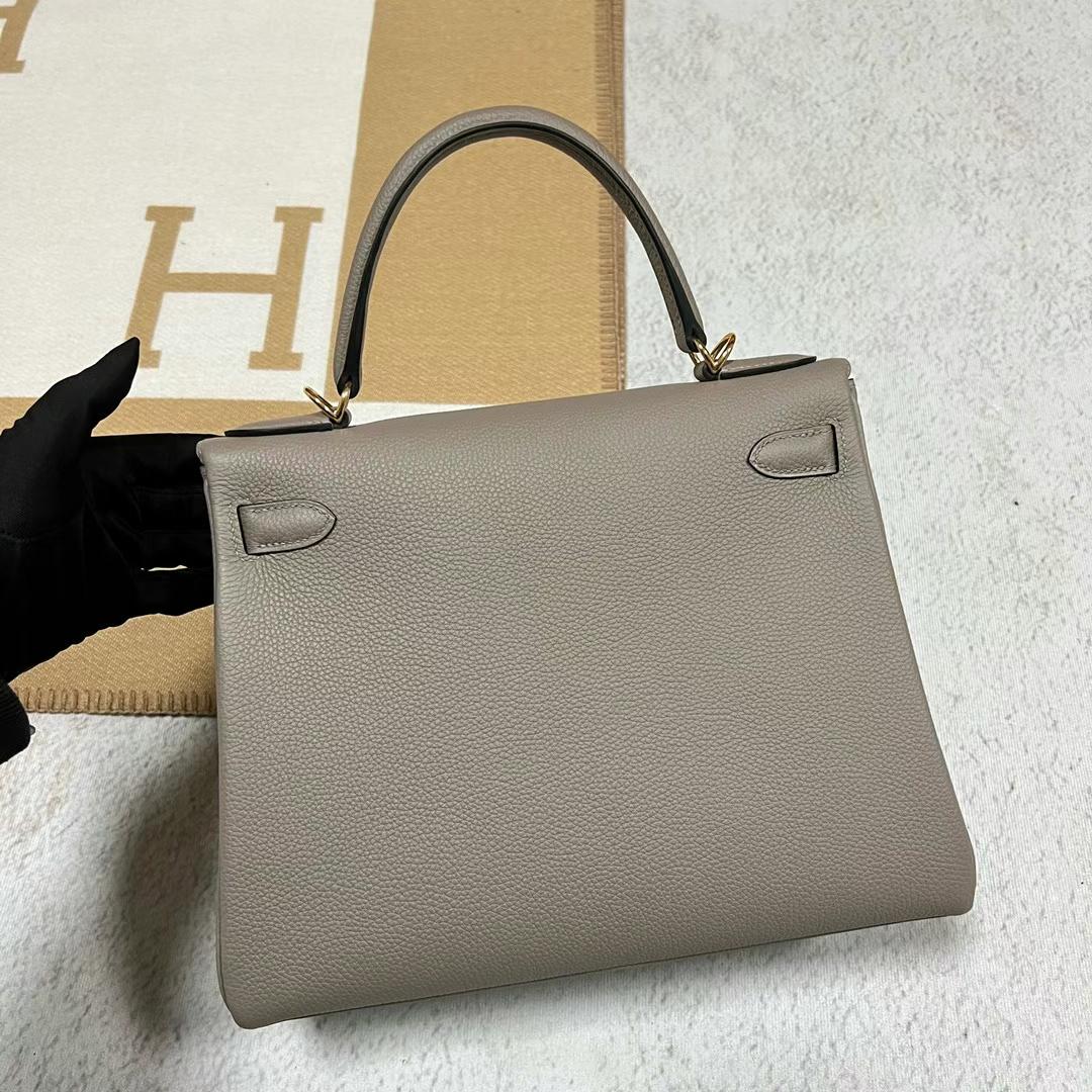 Hermès（爱马仕）Kelly 凯莉包 Togo皮 M8 沥青灰 全手工蜡线缝制 Ghw 金扣 28cm