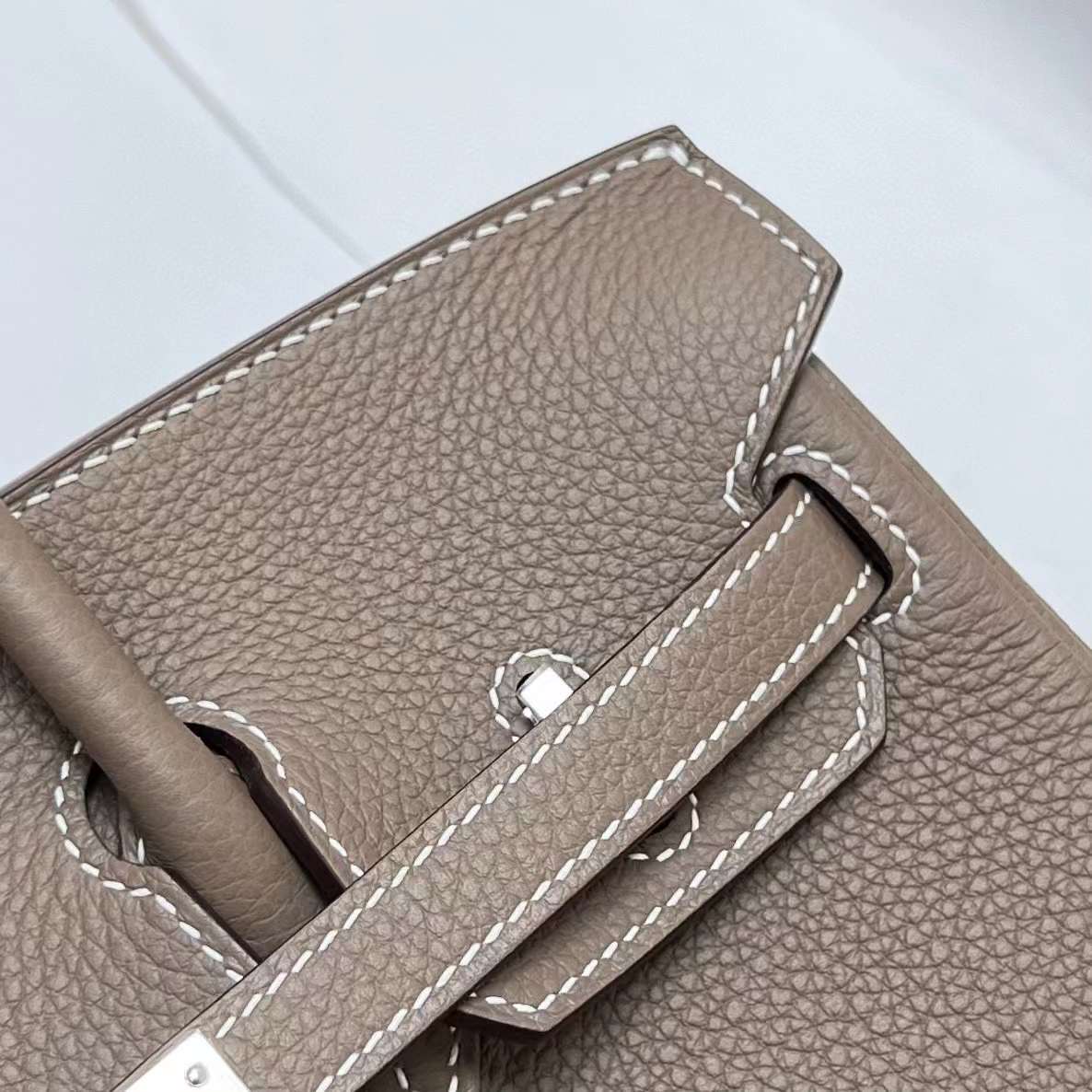 Hermès（爱马仕）Birkin 铂金包 Togo Ck18 大象灰 银扣 25cm 全手工蜡线缝制 Phw