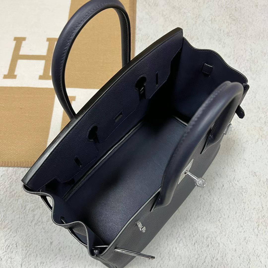 Hermès（爱马仕）Birkin 铂金包 Togo皮 2z 午夜蓝 全手工蜡线缝制 银扣 30cm