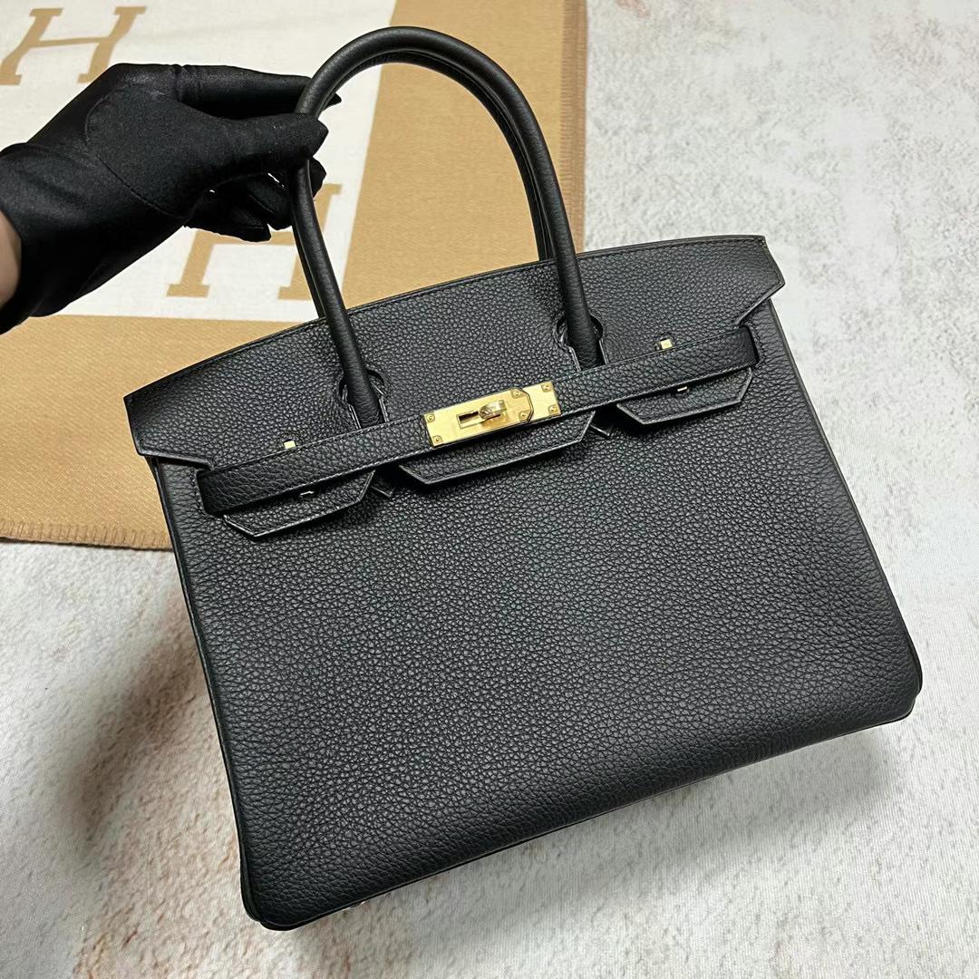 Hermès（爱马仕）Birkin 铂金包 Togo皮 Ck89 黑色 全手工蜡线缝制 Ghw Stock 金扣 30cm