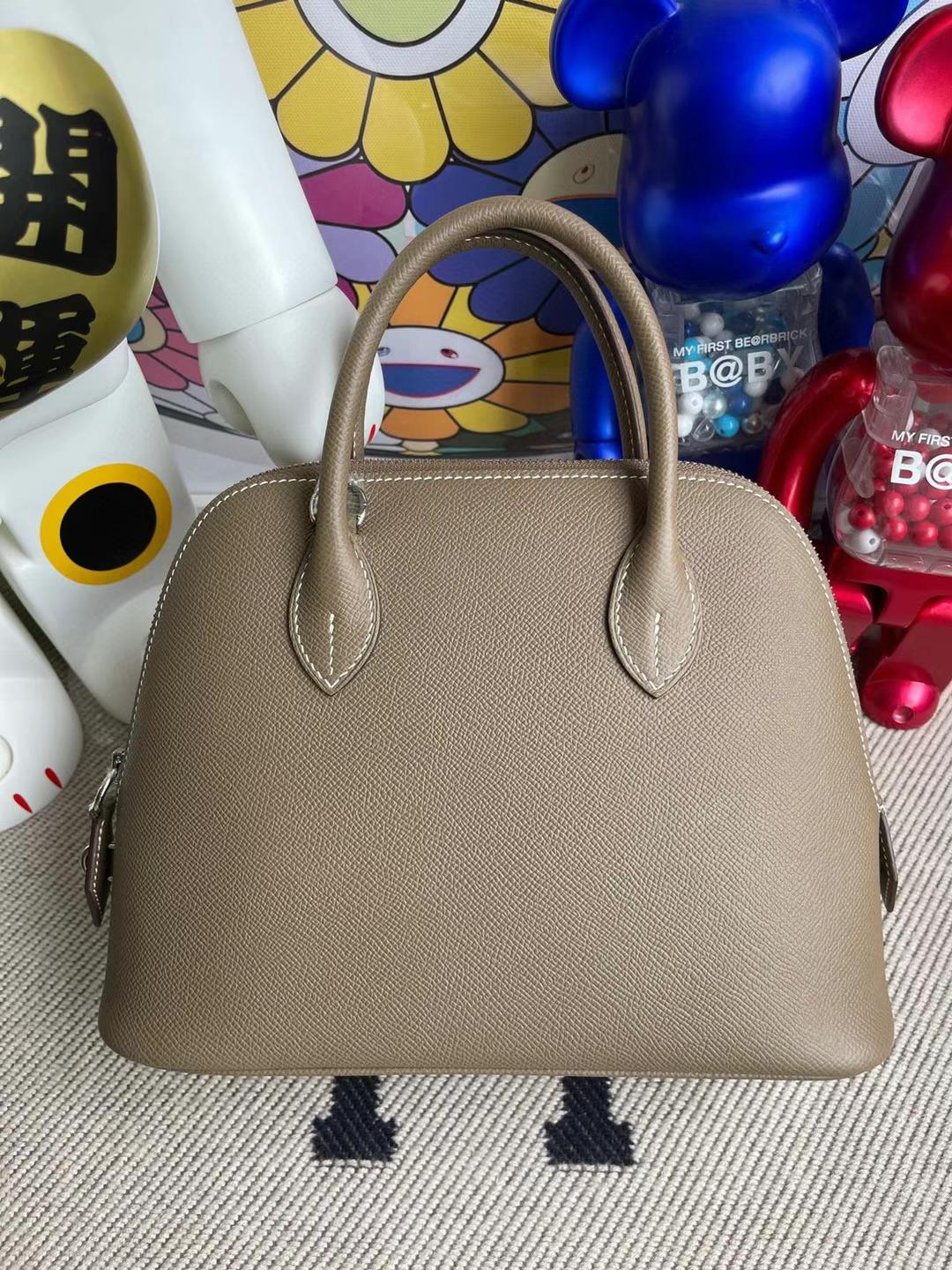 Hermès（爱马仕）Bolide 保龄球包 Epsom Ck18 大象灰 银扣 25cm 全手工蜡线缝制 Phw Stock